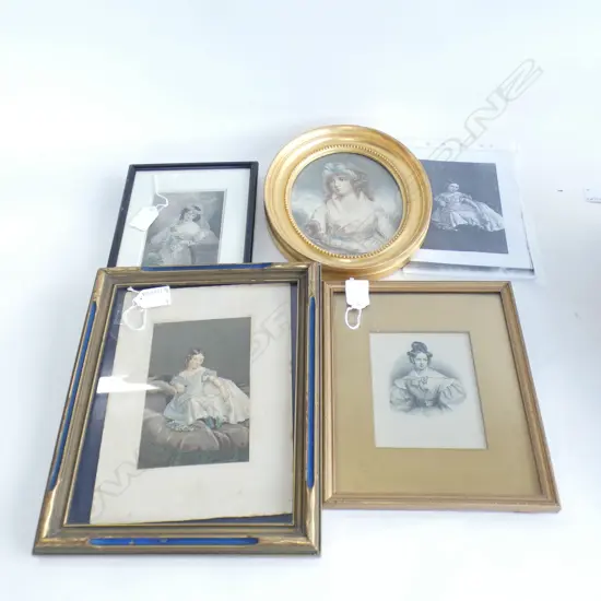 Four framed print of 19thC women.